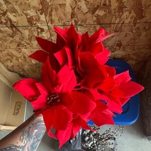 Vibrant Red Poinsettia Artificial Flowers